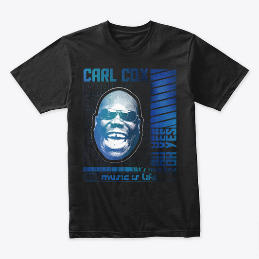 Camiseta Algodón Doble Estampado Carl Cox Music Life Blue