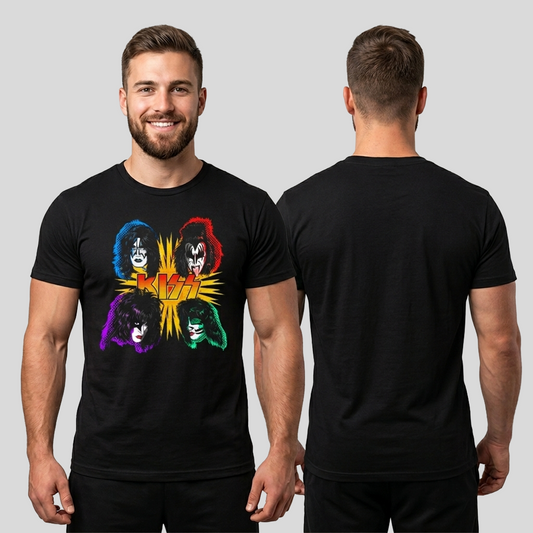 Camiseta Algodon Kiss Faces Poster