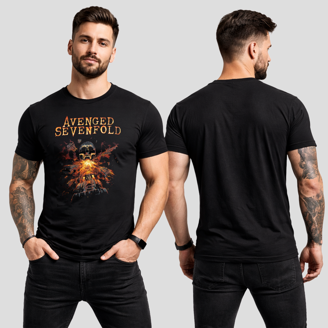 Camiseta Algodon Avenged Sevenfold Fire Deathbat