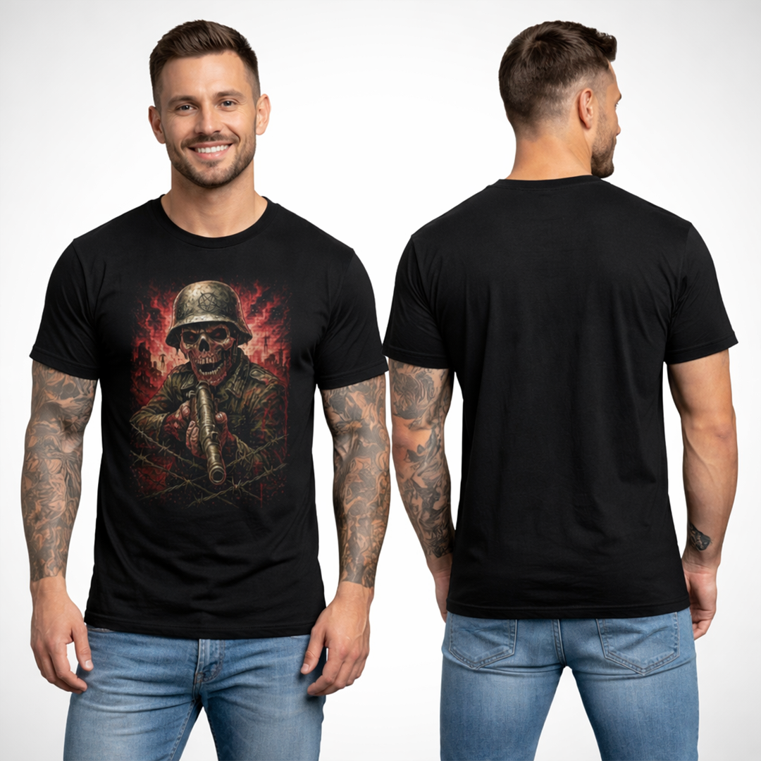Camiseta Algodon  Skeletal Soldier Apocalypse