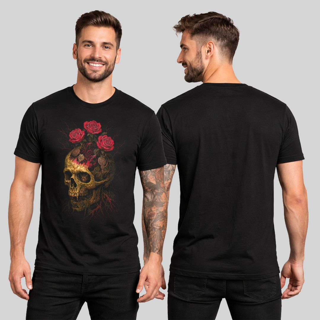 Camiseta Algodon Skull And Roses