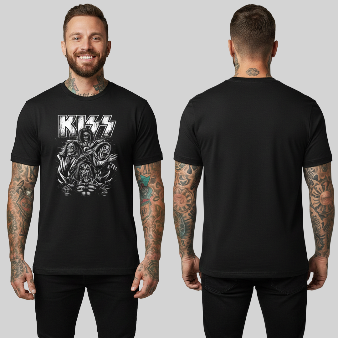 Camiseta Algodon Kiss Zombies Poster