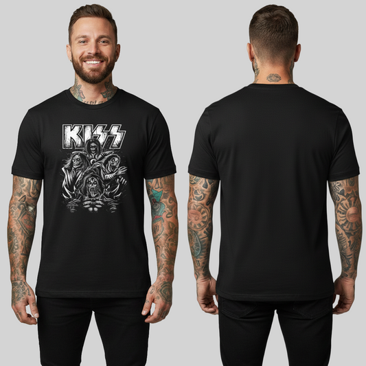 Camiseta Algodon Kiss Zombies Poster