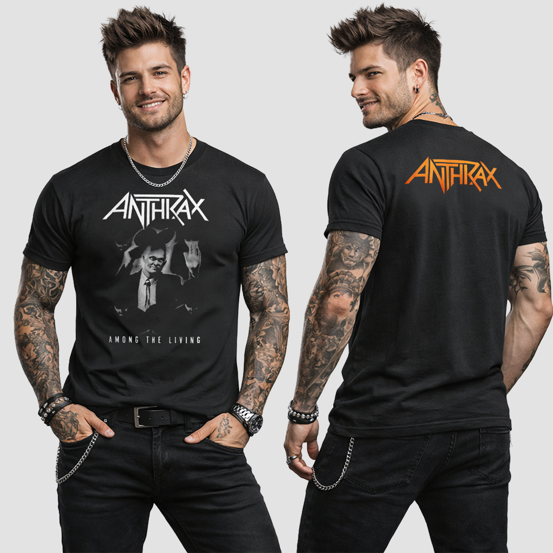 Camiseta Algodon Anthrax Among the living Doble Estampado