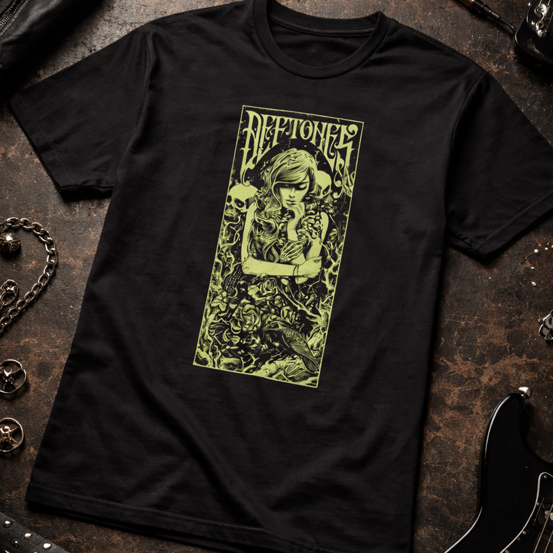 Camiseta Algodon Deftones Poster Green Art