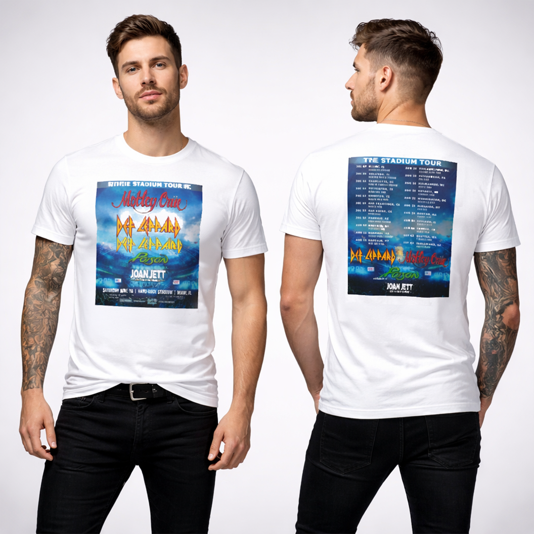 Camiseta Stadium Tour Motley Crue y Def Leppard Doble Estampado