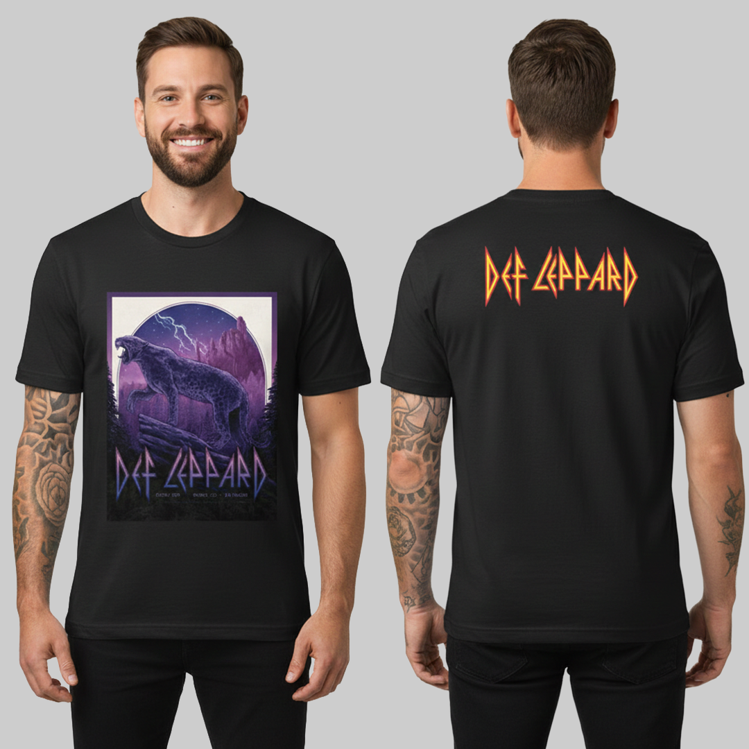 Camiseta Def Leppard Denver Poster 2022 Doble Estampado