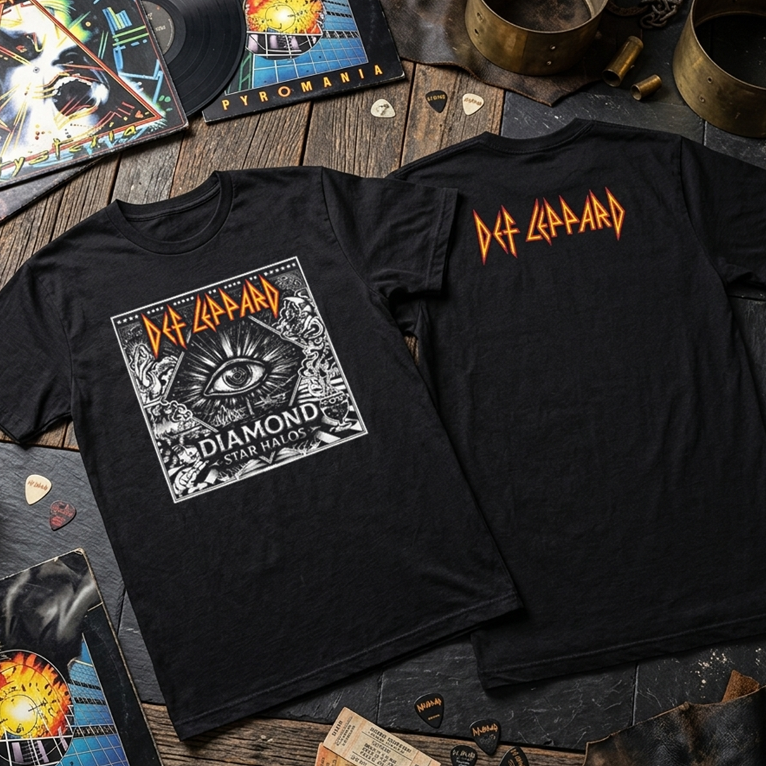 Camiseta Def Leppard Diamond Star Halos Doble Estampado