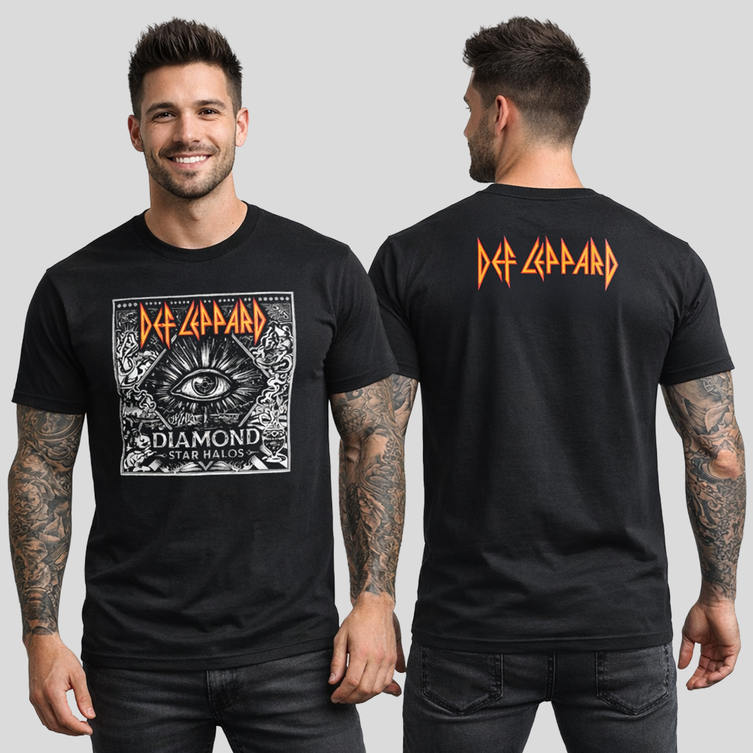 Camiseta Def Leppard Diamond Star Halos Doble Estampado