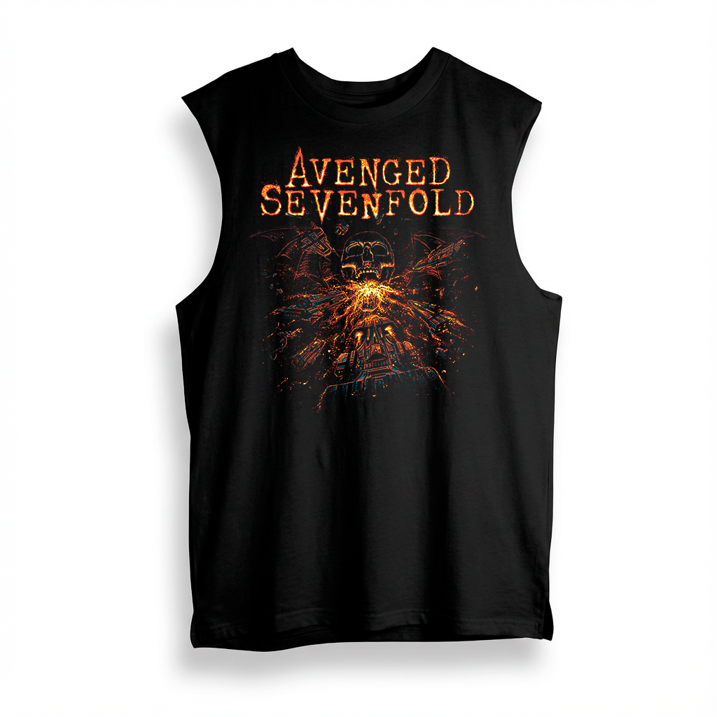 Esqueleto Manga Sisa Avenged Sevenfold Fire Deathbat