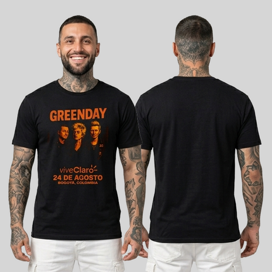 Camiseta Algodon Green Day Poster Orange