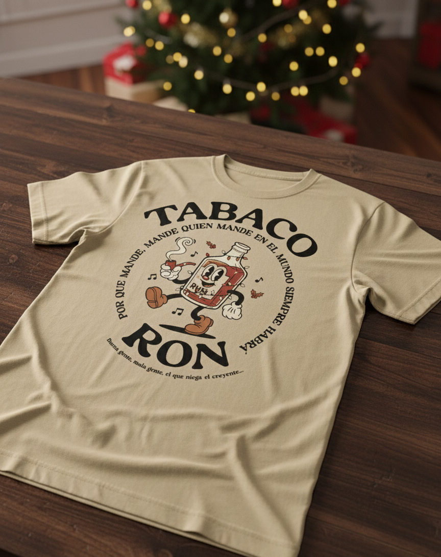 Camiseta Navideña Tabaco Y Ron