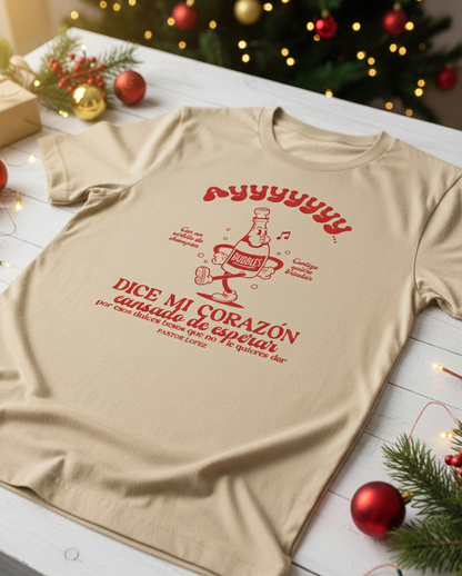 Camiseta Navideña Ayy Dice Mi Corazón Cansado De esperar Rojo