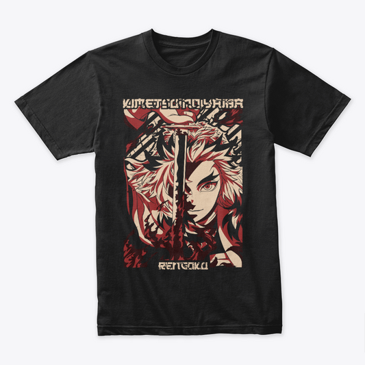 Camiseta Algodon Kimetsu Rengoku Face Art