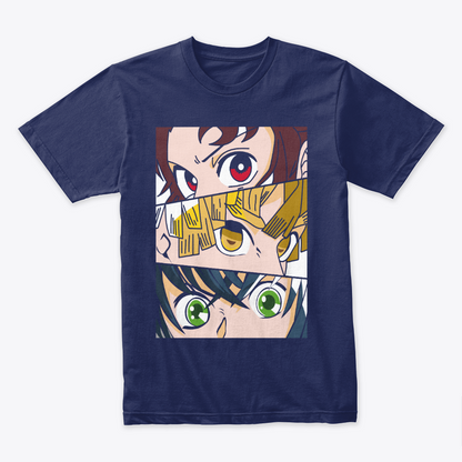 Camiseta Algodon Kimetsu Trio Faces Poster