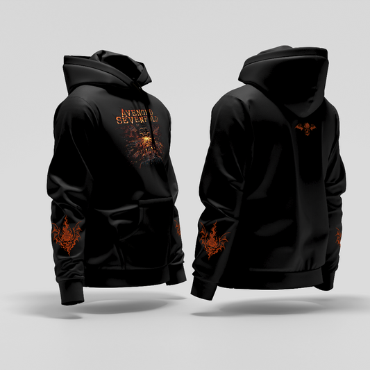 Buzo Capota Avenged Sevenfold Fire Deathbat Doble estampado