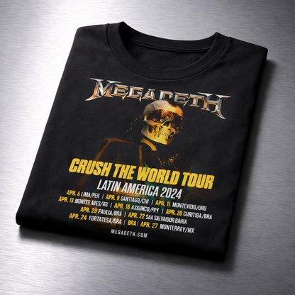 Camiseta Algodon Megadeth Crush the World Tour Latin America 2024