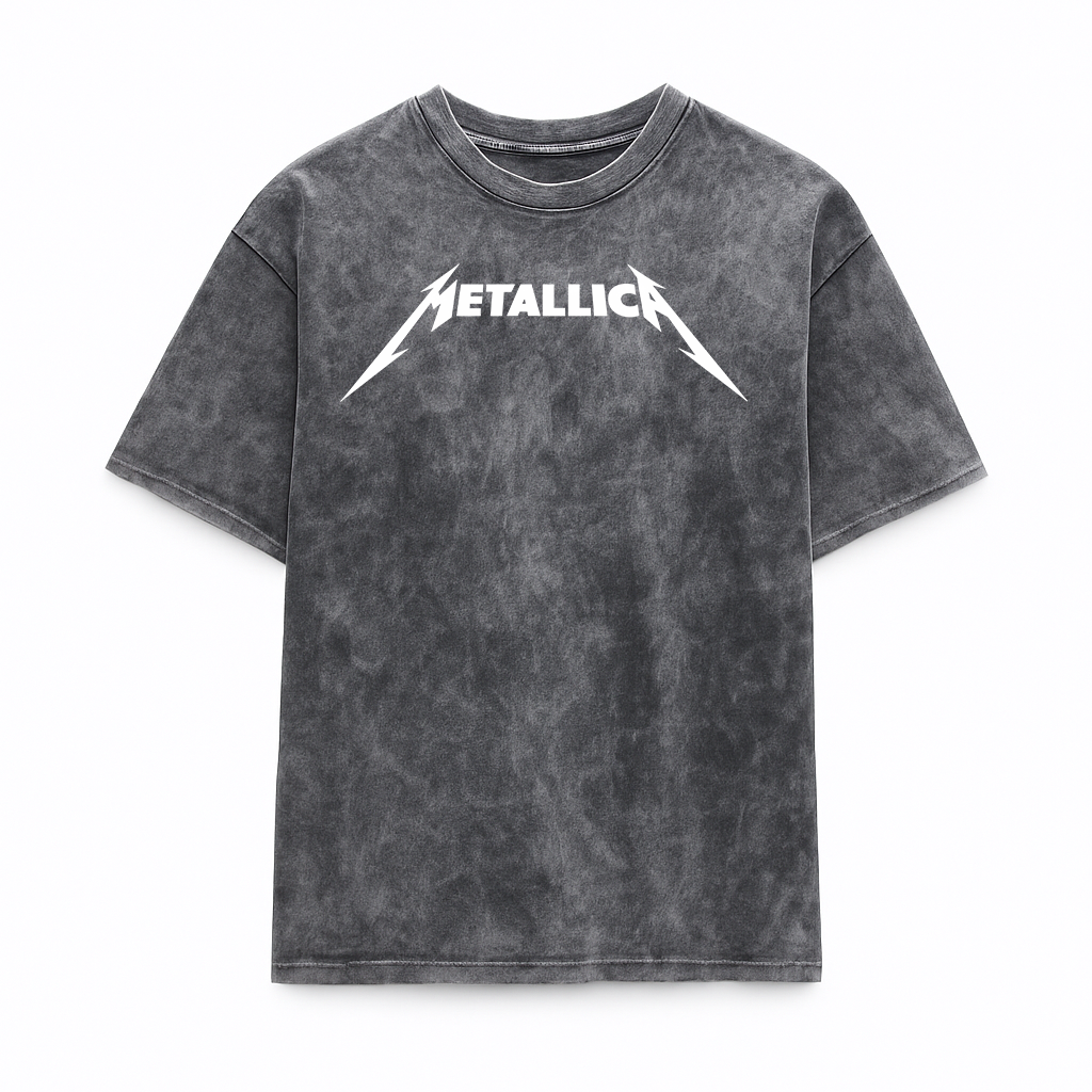 Camiseta Prelavada Algodon Metallica Logo Rock Style