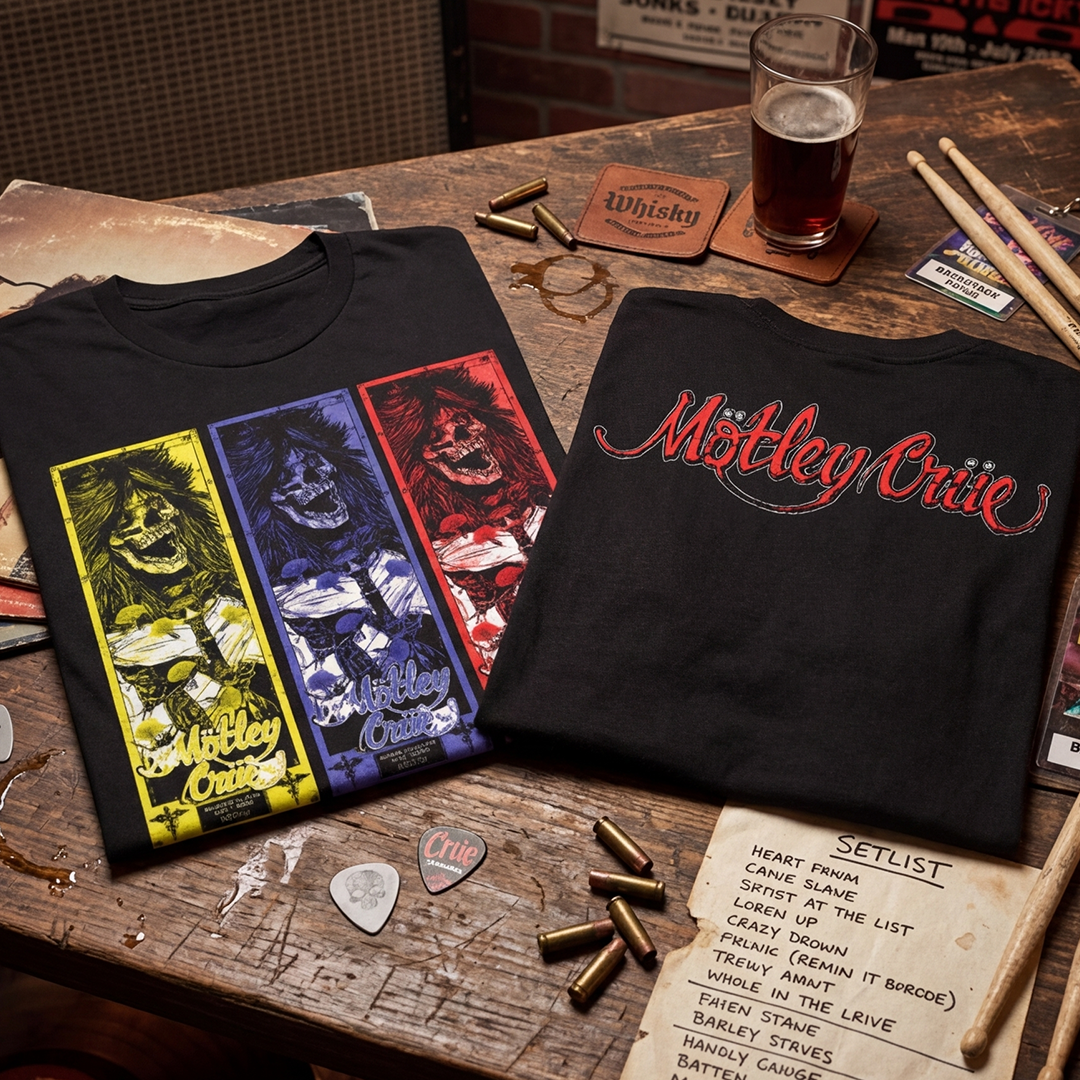 Camiseta Motley Crue Colombia Art 2023 Doble estampado