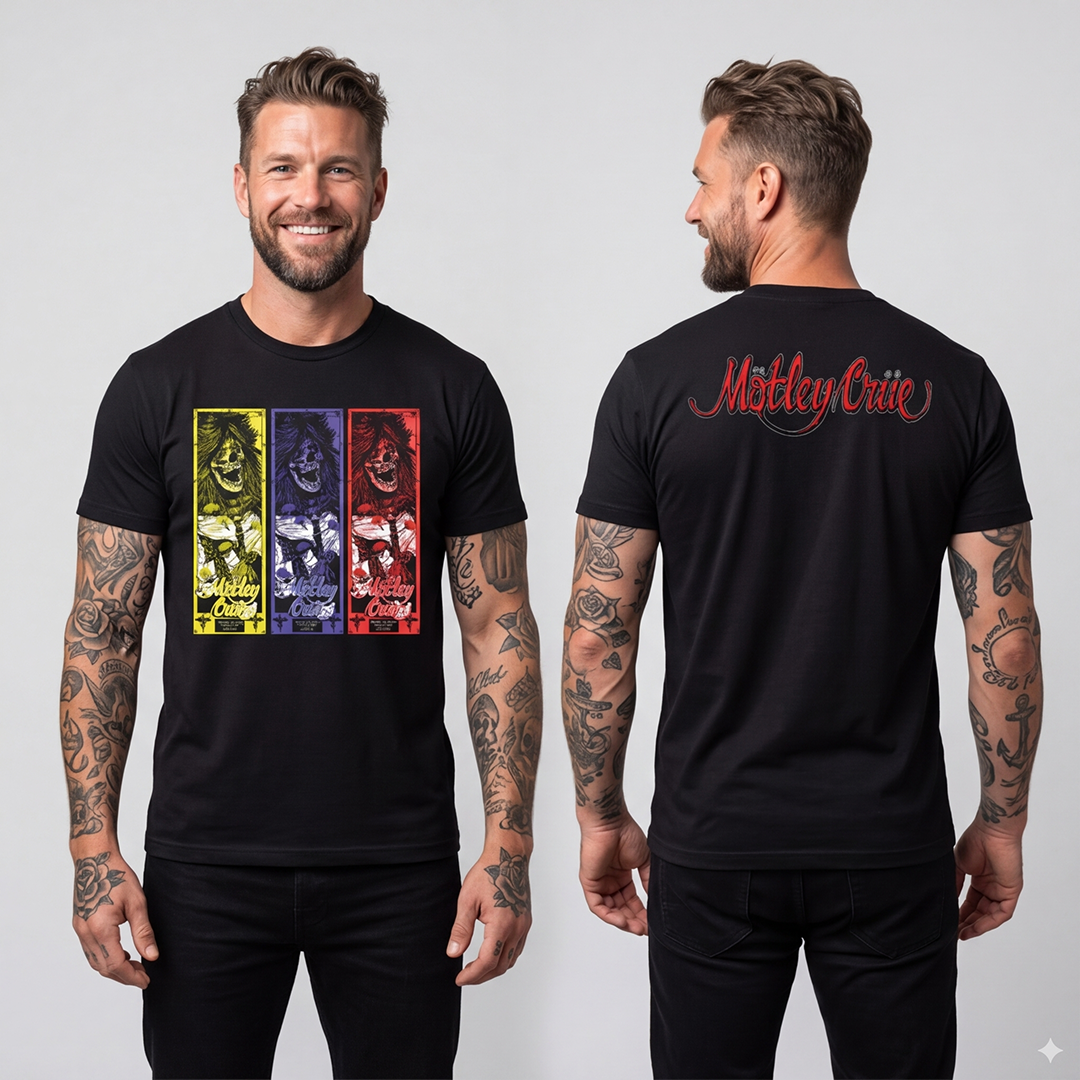 Camiseta Motley Crue Colombia Art 2023 Doble estampado