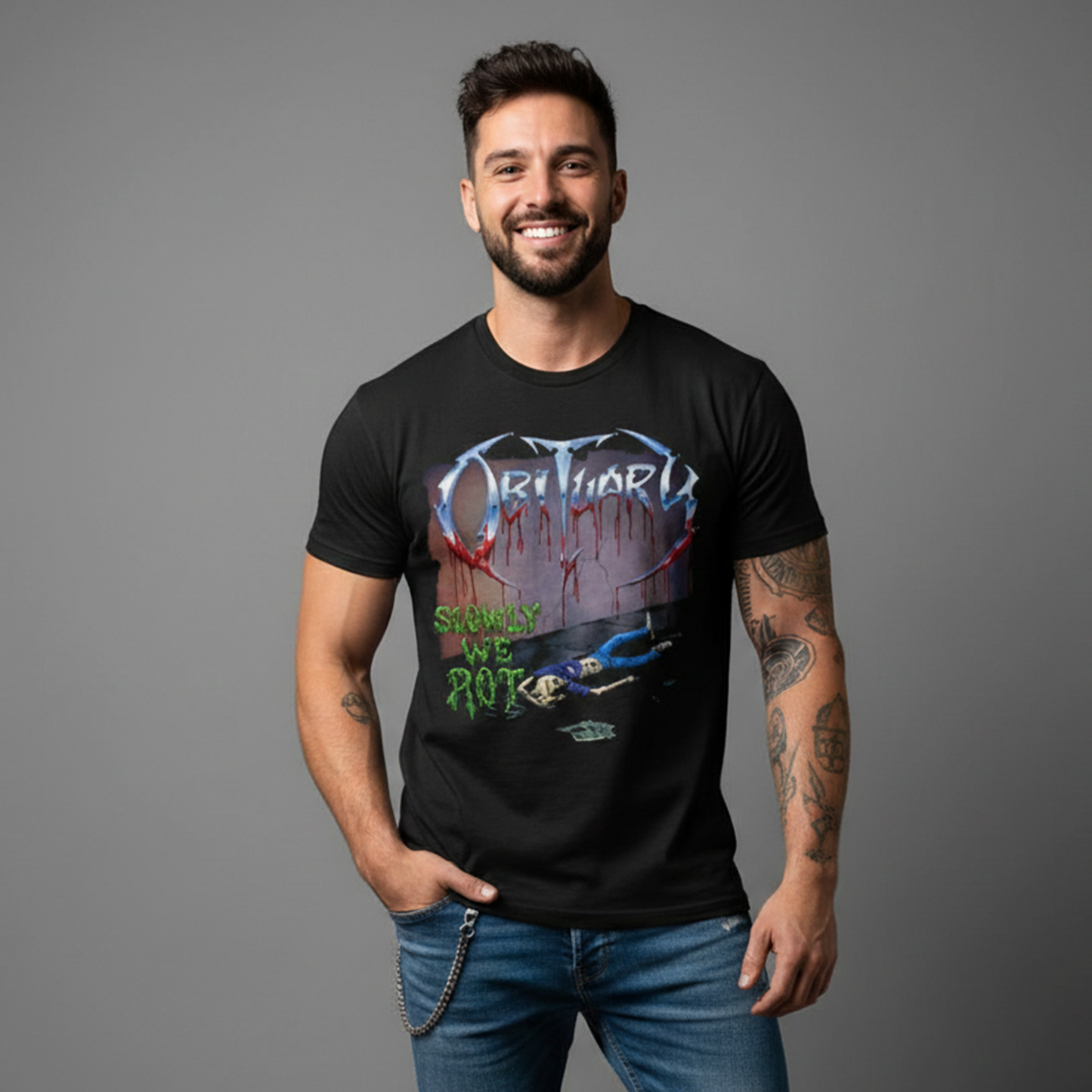 Camiseta Algodón Obituary Slowly We Rot