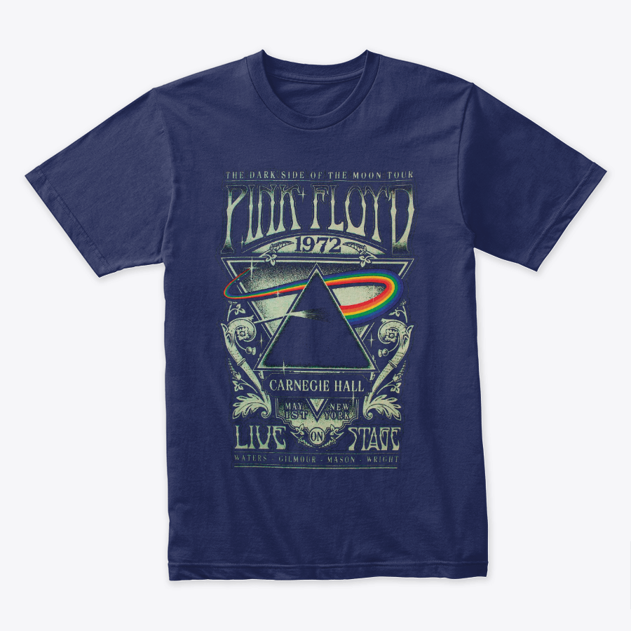 Camiseta Algodón Pink Floyd the Dark Side of the moon Tour 1972 Carnegie Hall Gris