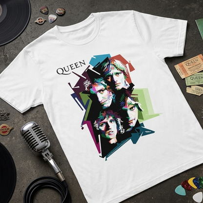 Camiseta Algodon Queen Tops Faces Poster