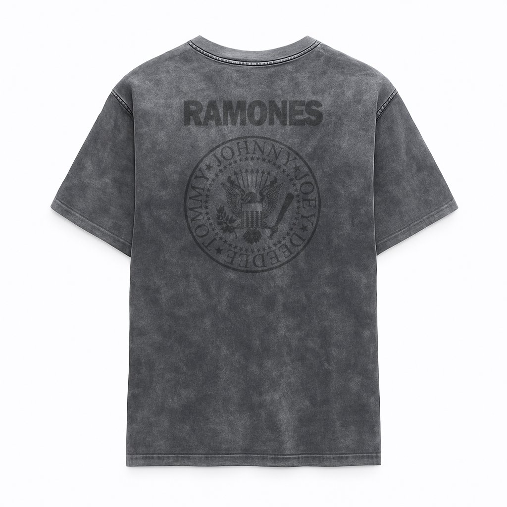 Camiseta Prelavada Algodon The Ramones Logo Casico