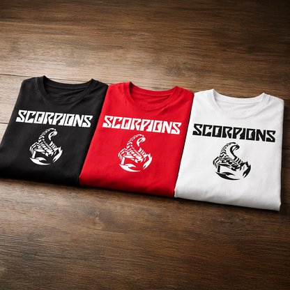 Camiseta En algodon Rock Bands Scorpions Logo