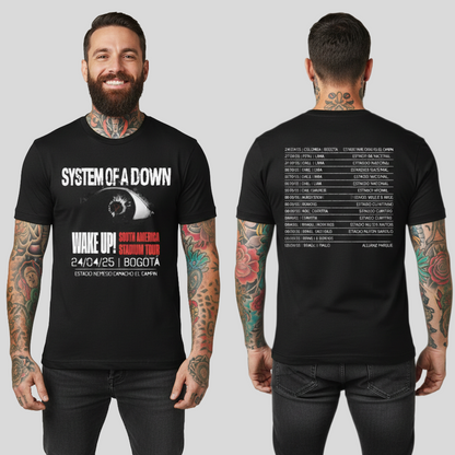 Camiseta Algodon Doble Estampado System Of A Down Tour Wake Up 2025