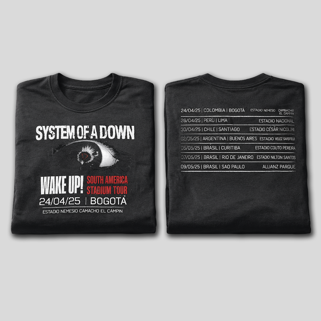 Camiseta Algodon Doble Estampado System Of A Down Tour Wake Up 2025