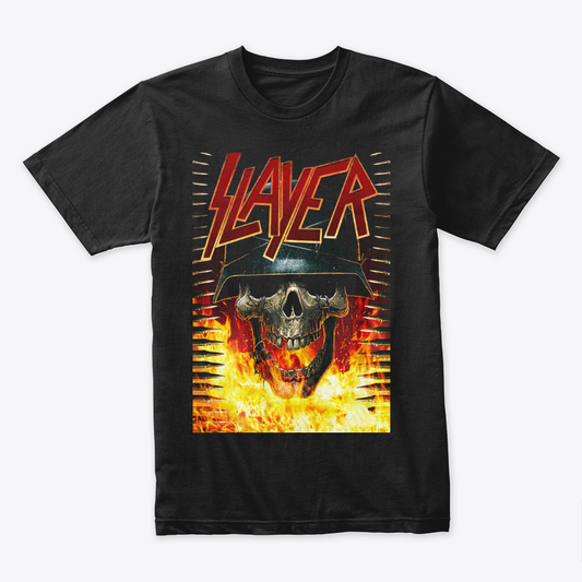 Camiseta Algodon Slayer Skull Fire Poster