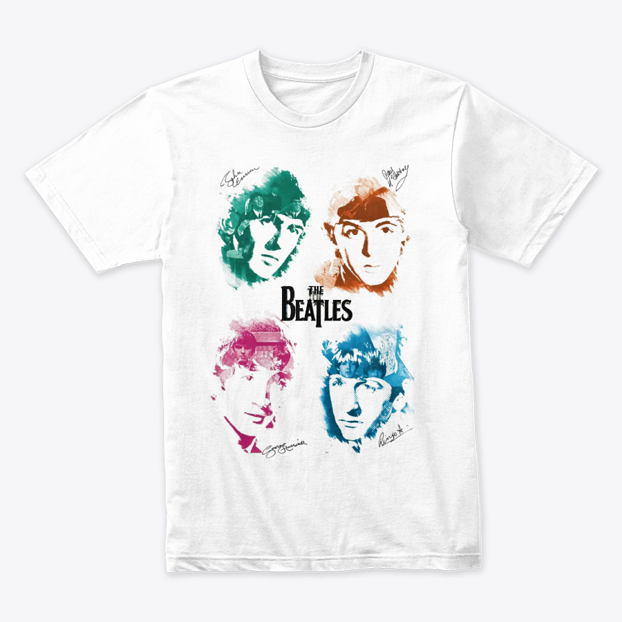 Camiseta Algodon The Beatles Faces Color Art