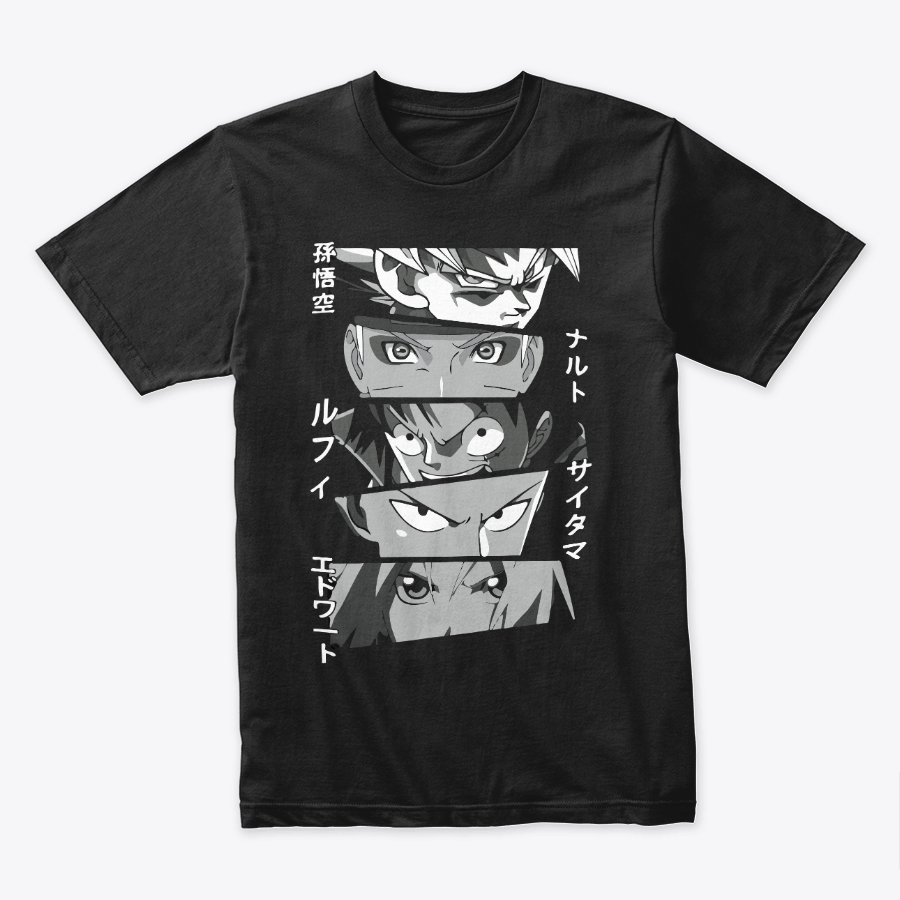 Camiseta Algodon The Masters Of Anime Goku, Naruto, One Piece, One punch Man