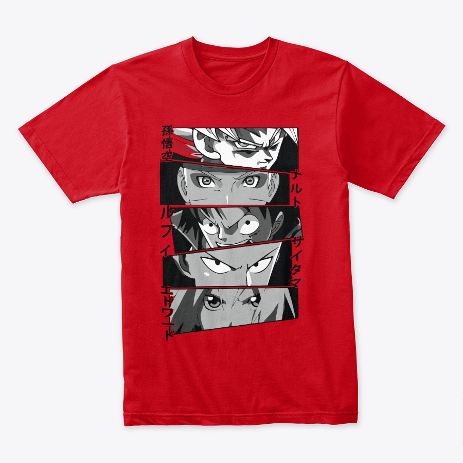 Camiseta Algodon The Masters Of Anime Goku, Naruto, One Piece, One punch Man
