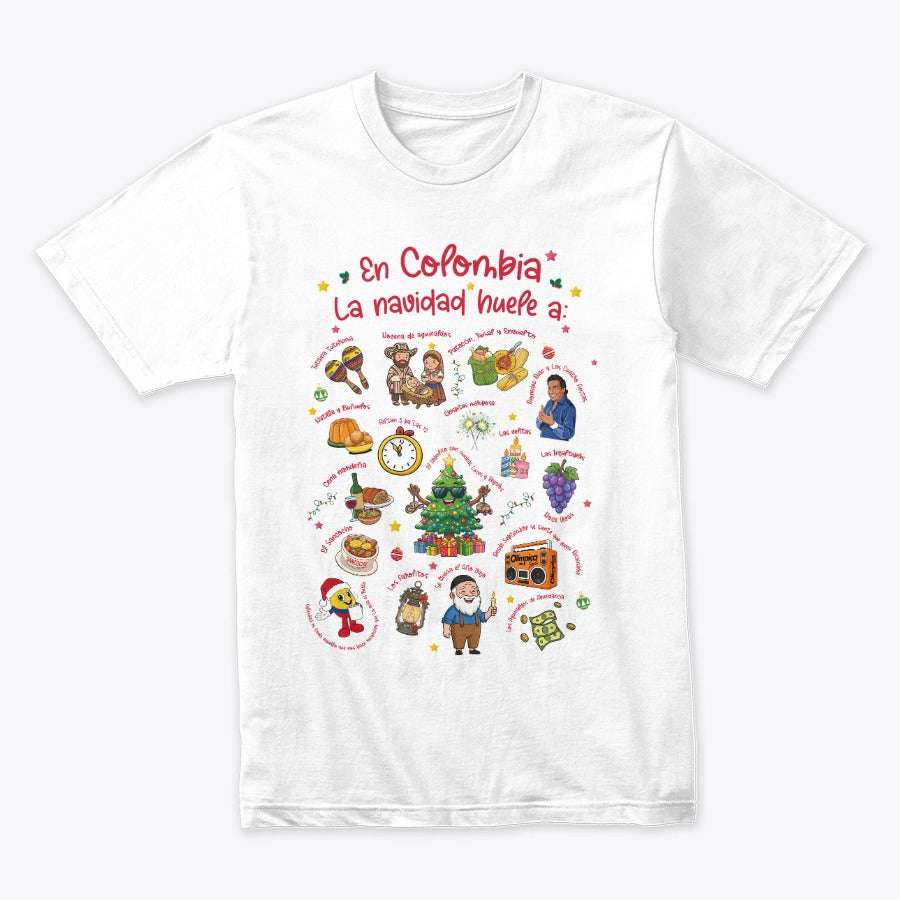 Camiseta Algodon En Colombia La Navidad Huele a