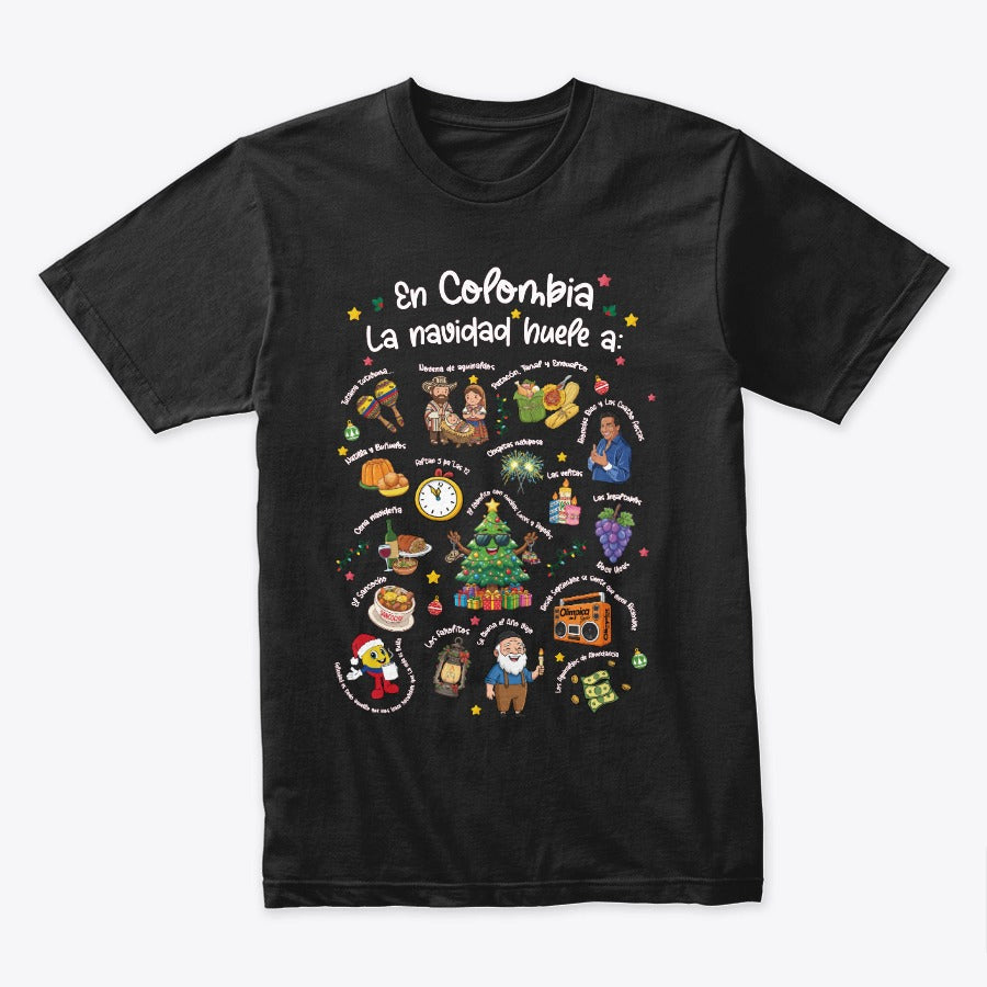 Camiseta Algodon En Colombia La Navidad Huele a