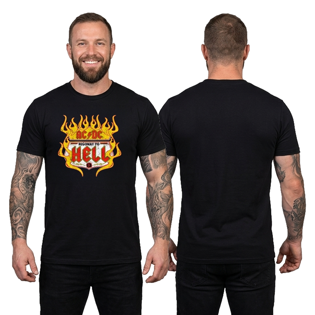 Camiseta Algodon ACDC Highway To Hell Fire