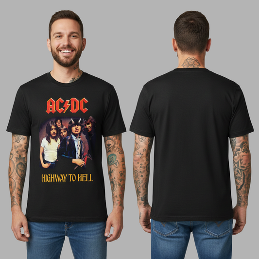 Camiseta Algodon ACDC band Highway to hell