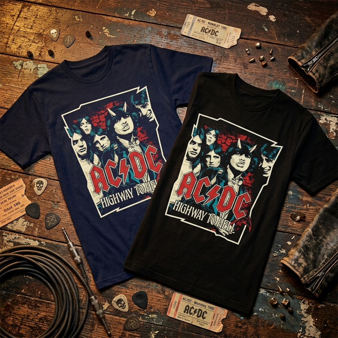 Camiseta Algodon ACDC Highway To Hell vintage