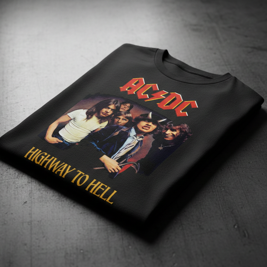 Camiseta Algodon ACDC band Highway to hell