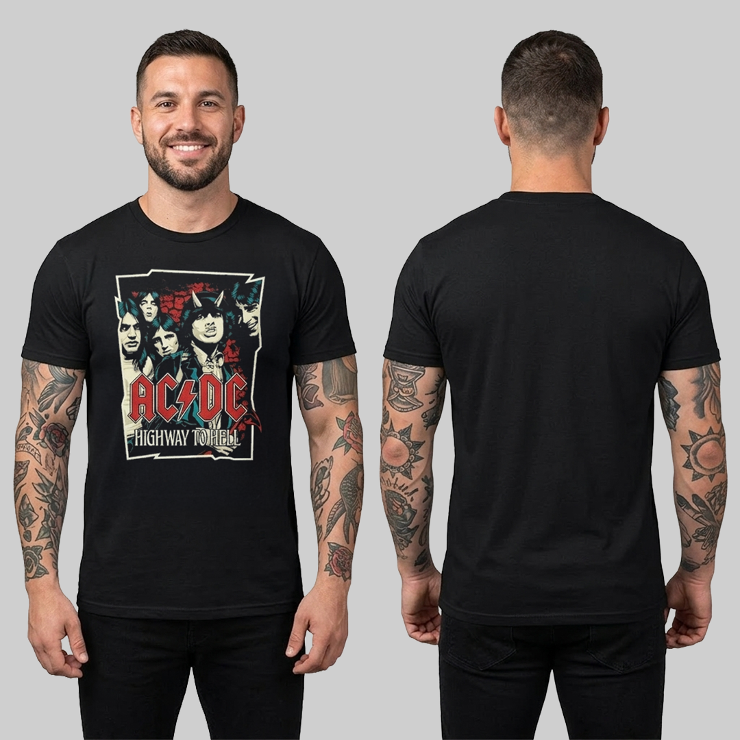 Camiseta Algodon ACDC Highway To Hell vintage