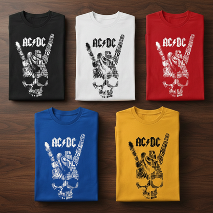 Camiseta Algodón ACDC ART Skull Rock Style