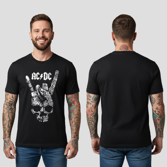 Camiseta Algodón ACDC ART Skull Rock Style