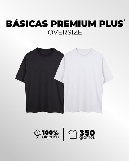 Pack Dobles Basicas Premium Plus Oversize 350 Gramos - Negra + Blanca
