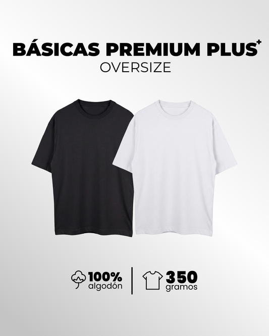 Pack Dobles Basicas Premium Plus Oversize 350 Gramos - Negra + Blanca
