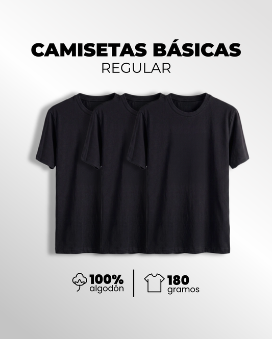 Pack x 3 Camisetas Básicas Negras