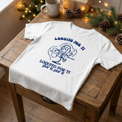 Camiseta Navideña Loquito Por Ti Azul