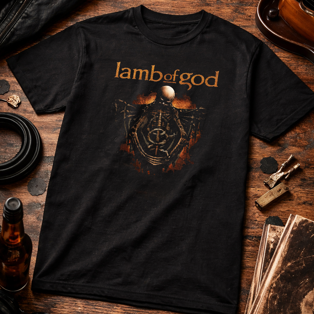 Camiseta Algodon Lamb Of God Skeleton Art