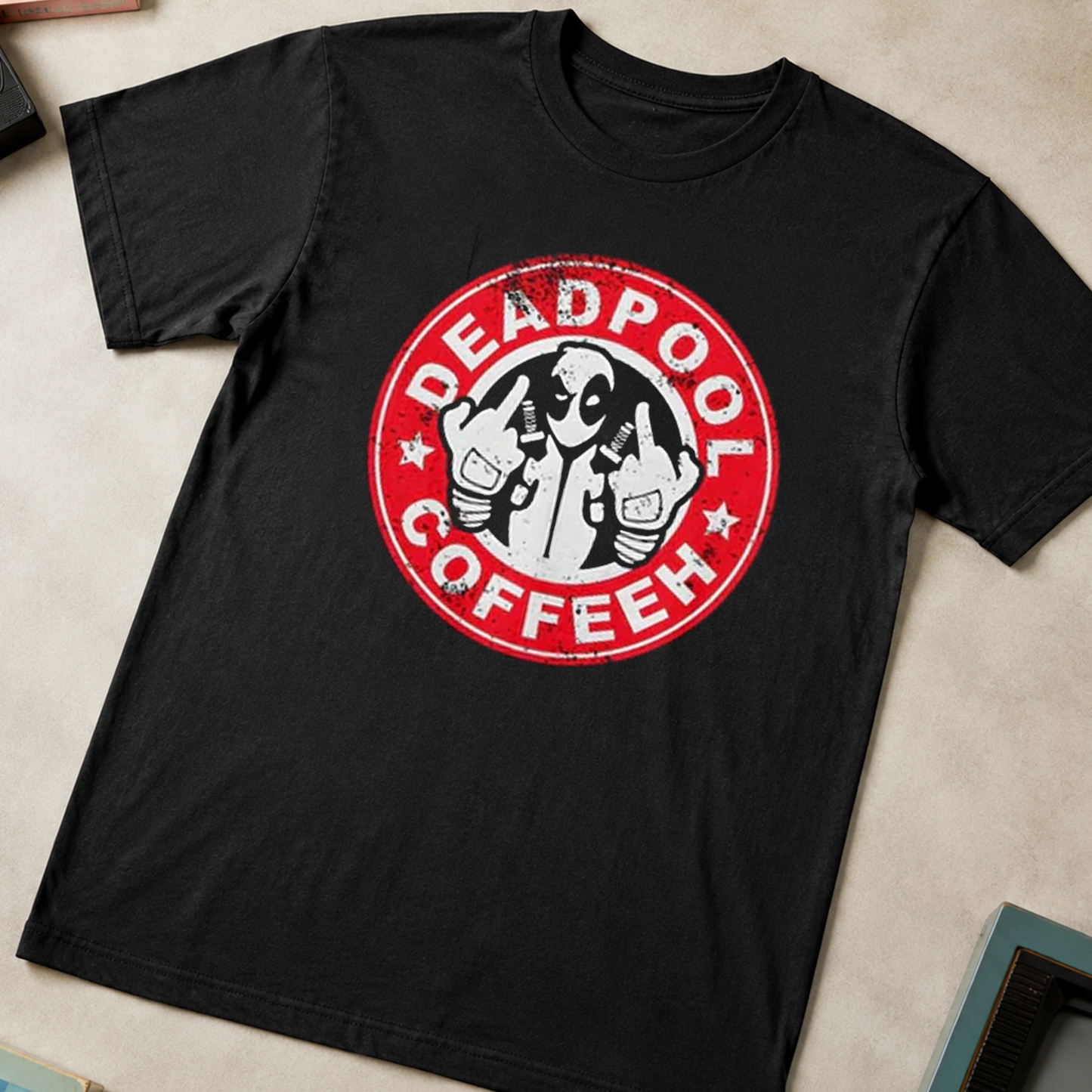 Camiseta Algodon Deadpool Coffee